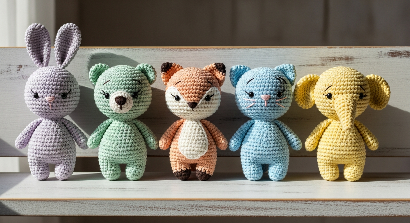 Готовые вязаные игрушки амигуруми — результат курса HookyToys